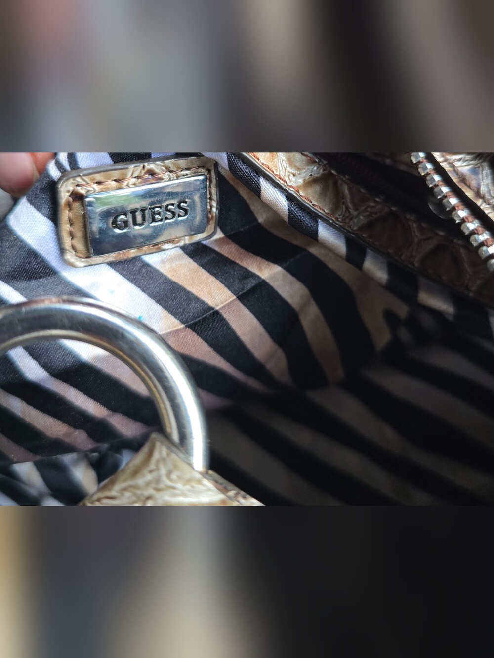 GUESS Y2K Vintage Monogram Croc Trim Handbag purse Buckle Logo Shoulder Bag - Picture 6 of 9